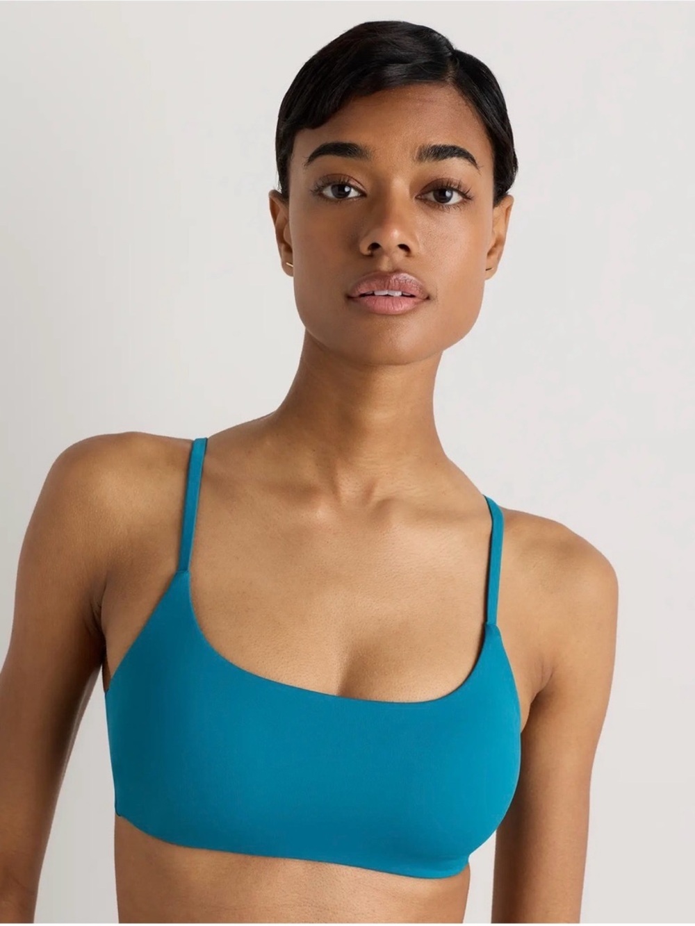 New Quince Italian Scoop Neck Bikini Top in Lagoon Teal Blue Size S